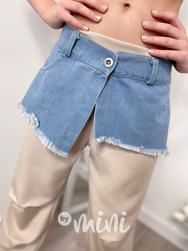 DUO cargo kalhoty denim/beige