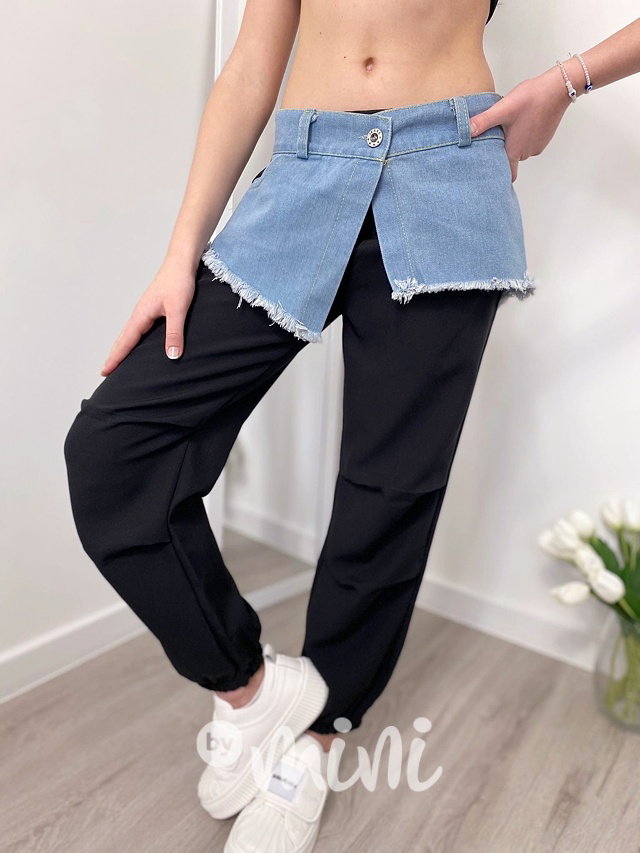 DUO cargo kalhoty denim/black