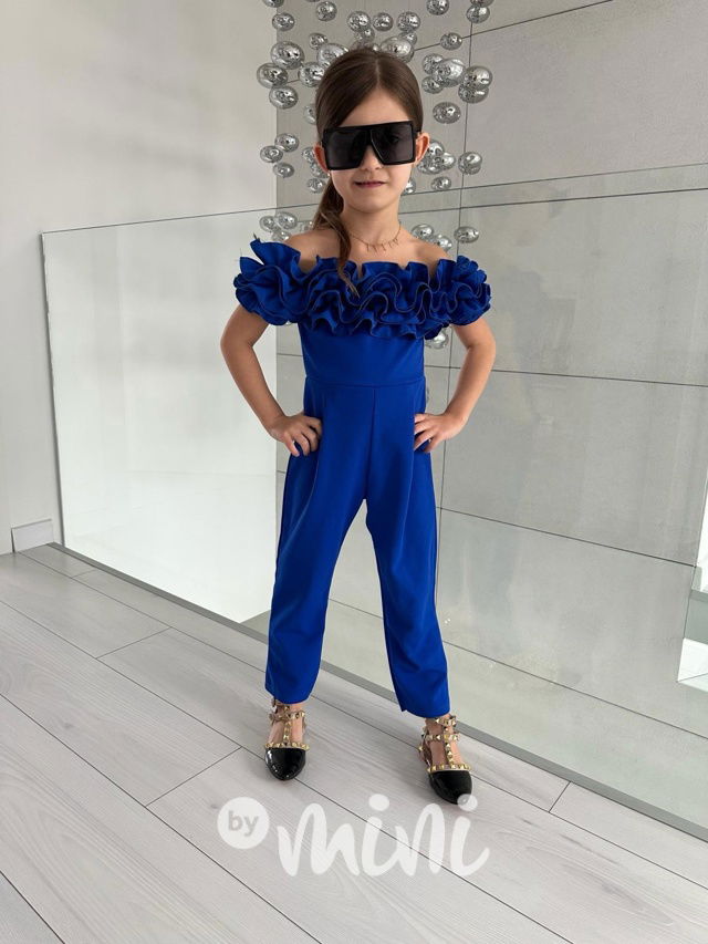 Maxi frill elegant overal royal blue