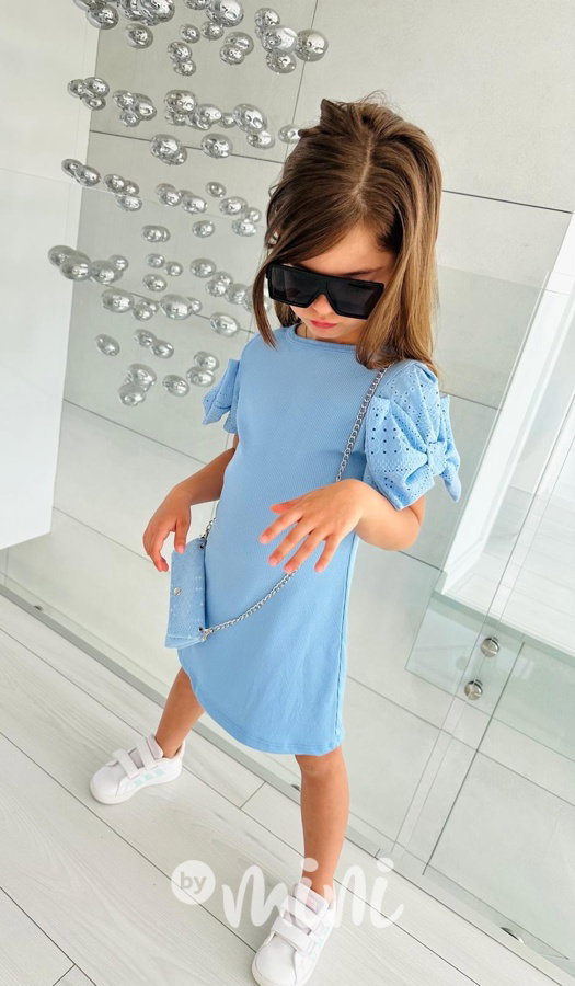 Mašličkové šaty s kabelkou baby blue
