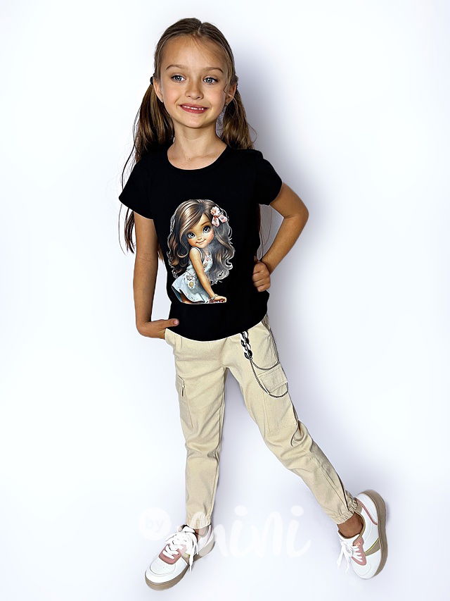 Beige cargo kalhoty s řetízkem