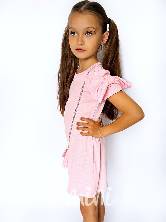 Mašličkové šaty s kabelkou sweet pink