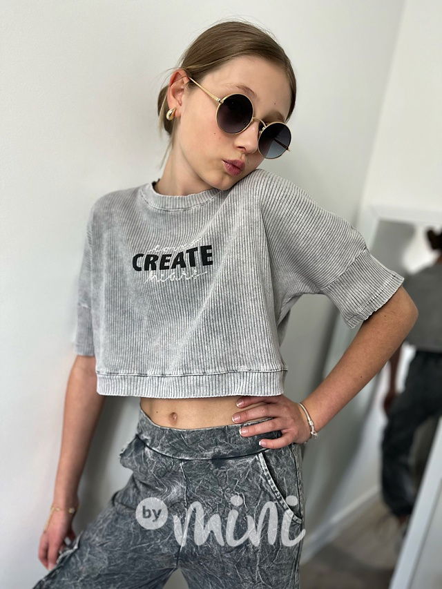 CREATE oversize blůzka acid wash grey