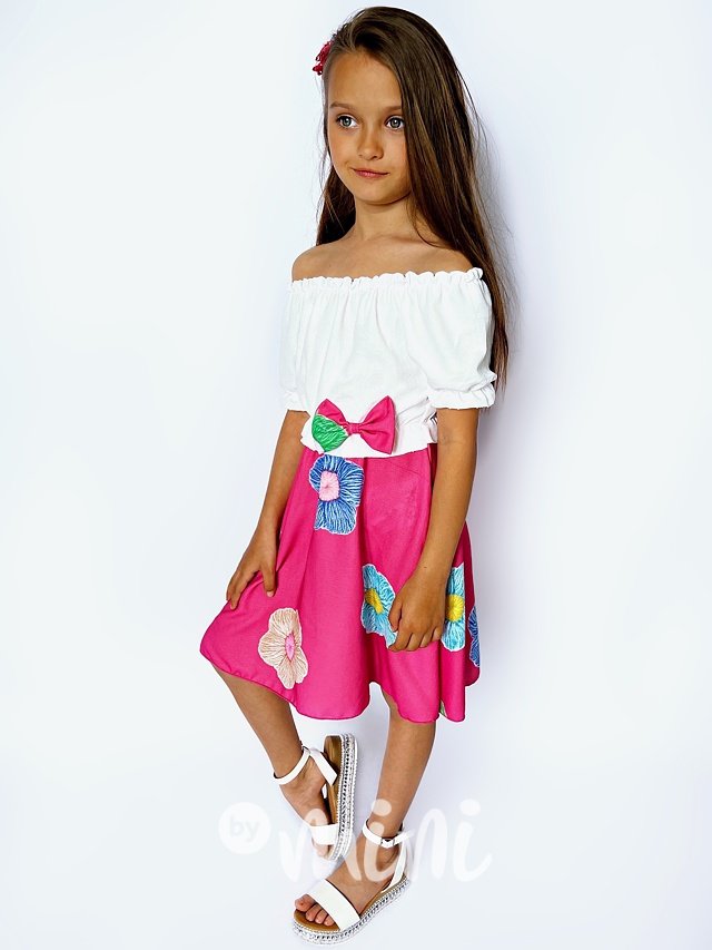 Blossom šaty s mašličkou white/pink