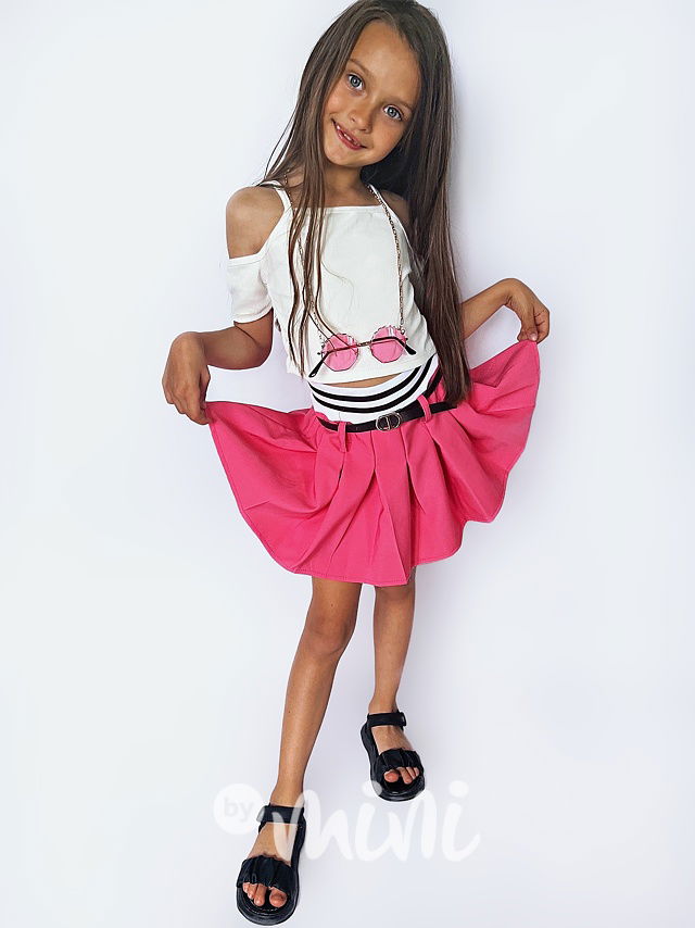 Růžová sukně s páskem