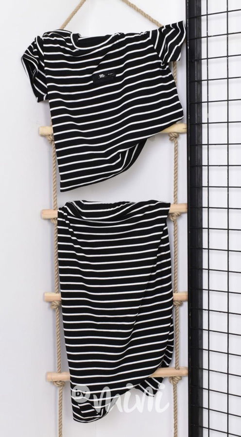Pruhovaný top + midi sukně black