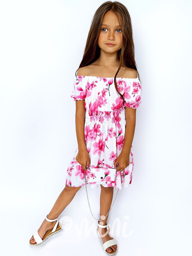 Květované šaty s kabelkou pink