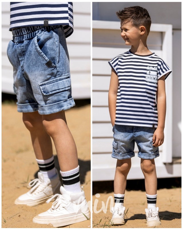 All for kids biker denim kraťasy ice blue