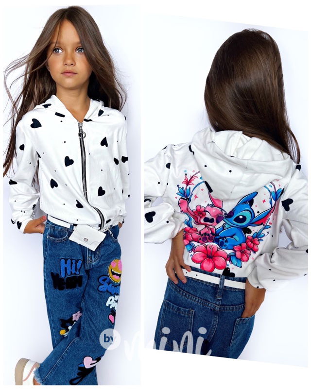 Lilo & Stitch velur mikina HEART white