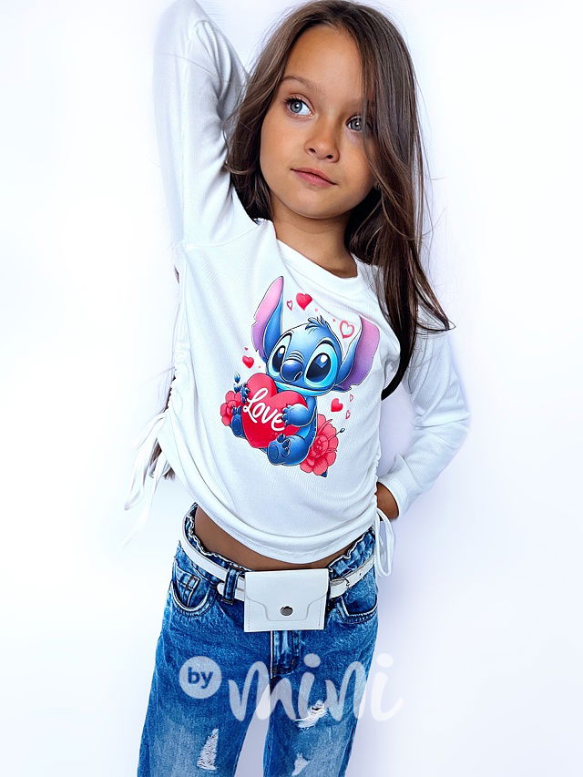 Lilo & Stitch longsleeve blůzka na stahování bílá