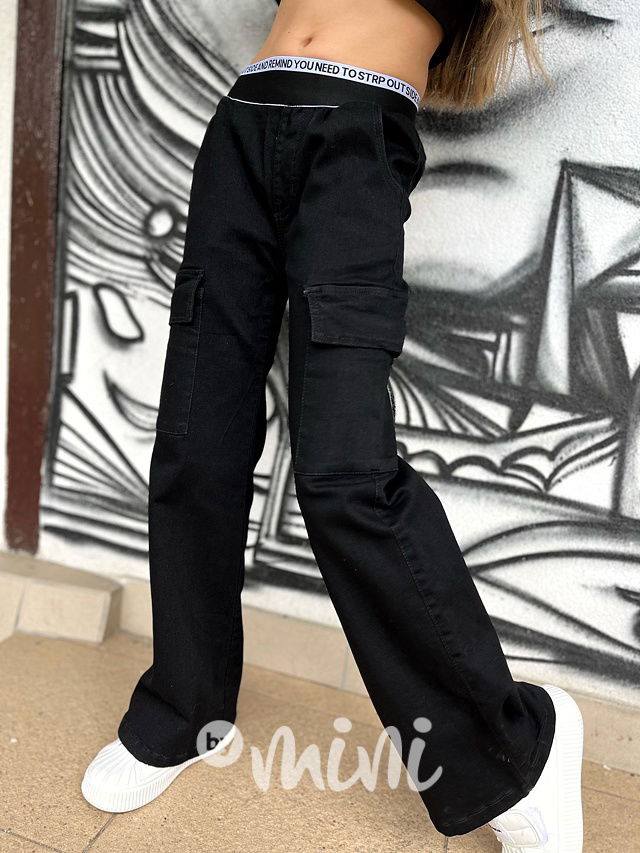 Fashion back denim švédy se stretch pasem