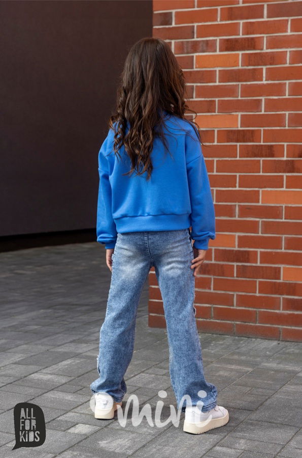 All for kids denim blue švédy heart