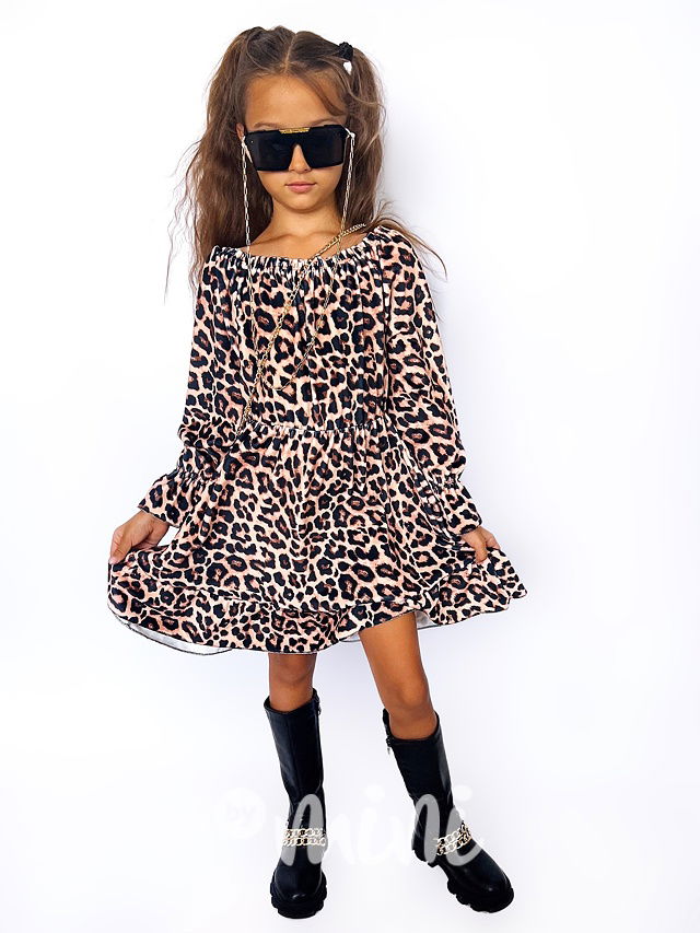 Podzimní leopard šaty s kabelkou
