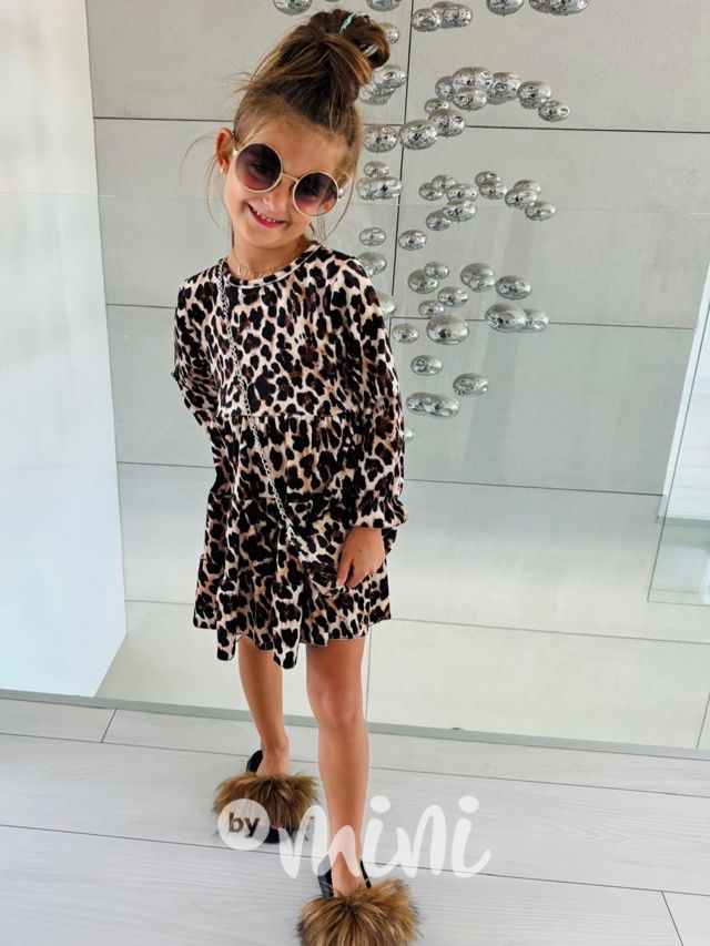 Podzimní leopard šaty s kabelkou