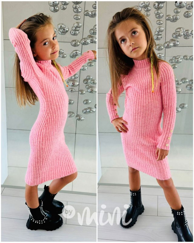 Podzimní svetříkové šaty PINK