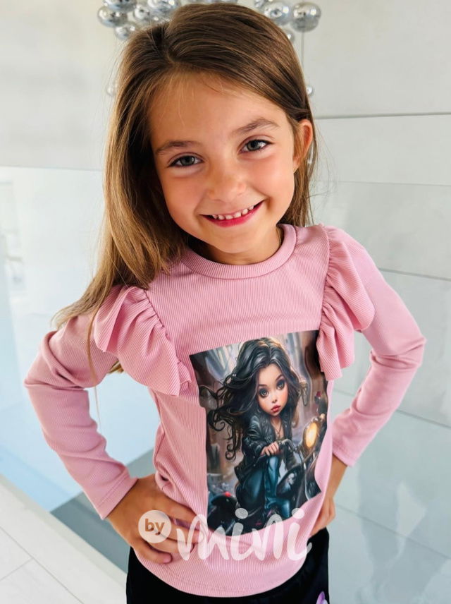 Harley girl blůzka s řasením růžová
