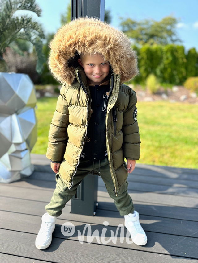 Zimní parka s kožíškem khaki