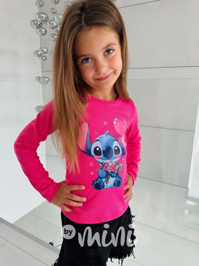 Lilo & Stitch žebrovaná blůzka LOVE růžová