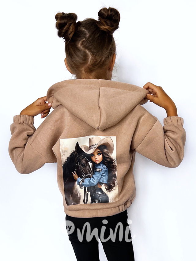 Super thermo mikina HORSE GIRLS beige