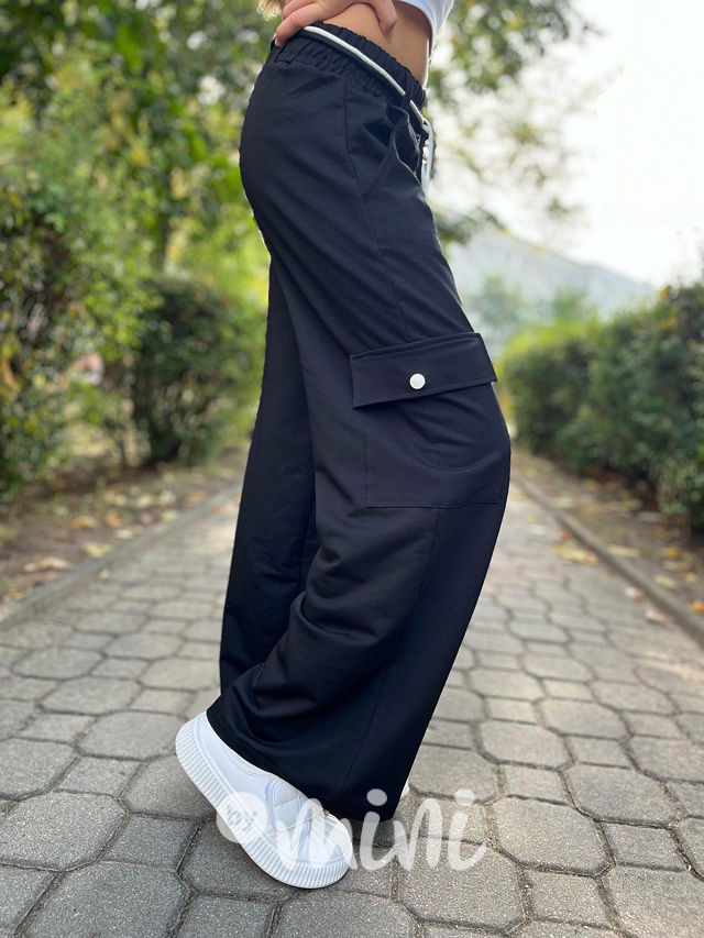 Černé relax volné kalhoty