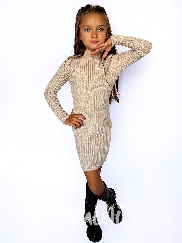 Podzimní svetříkové šaty BEIGE
