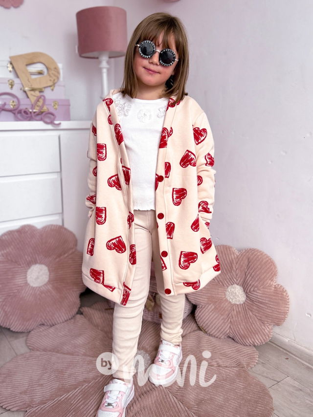 Zateplená long mikina HEART beige