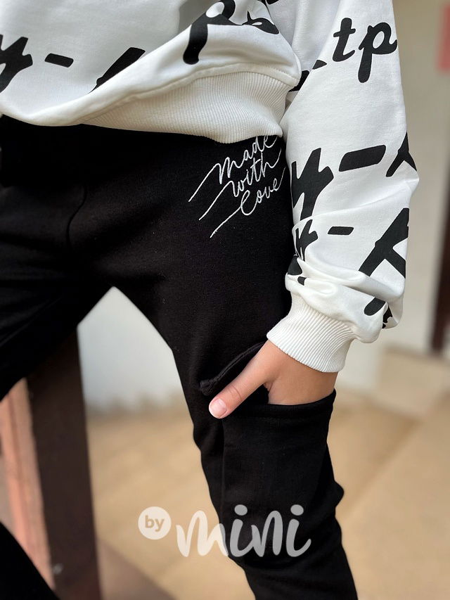 Zateplené tepláky Made with love černé