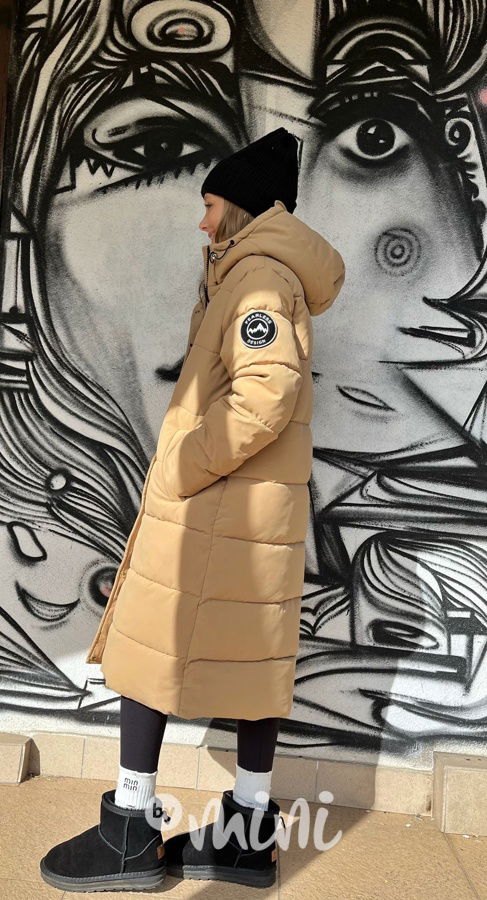 Maxi dlouhý zimní kabát DESIGN béžový