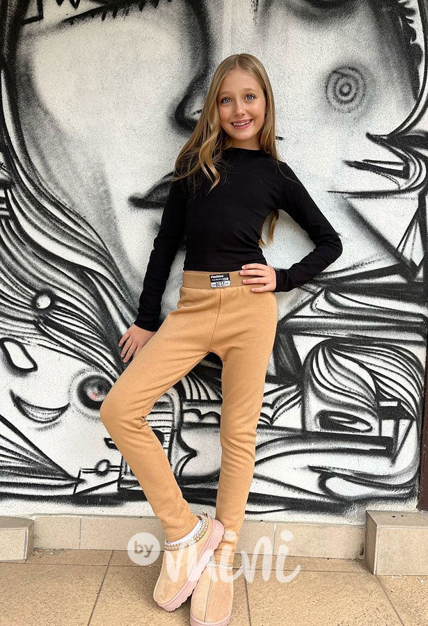 Zateplené legíny FASHION béžové