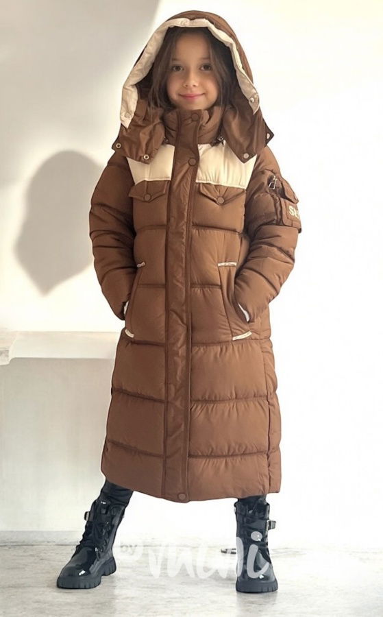 Ultra dlouhý zimní kabát honey