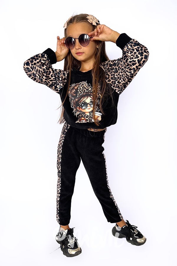 LEOPARD girl soft velur souprava