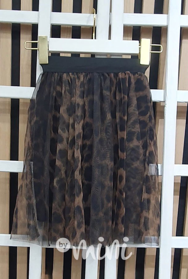 Leopard midi tylová sukně