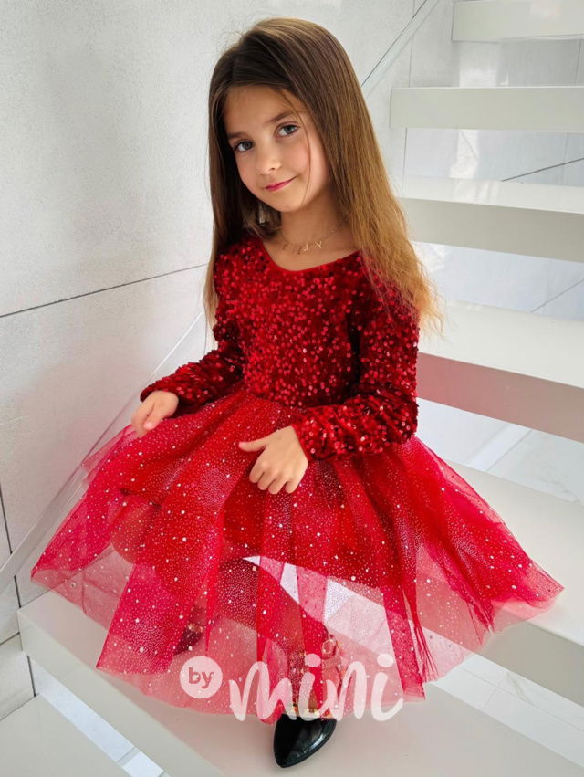 PREMIUM slavnostní šaty s flitry červené