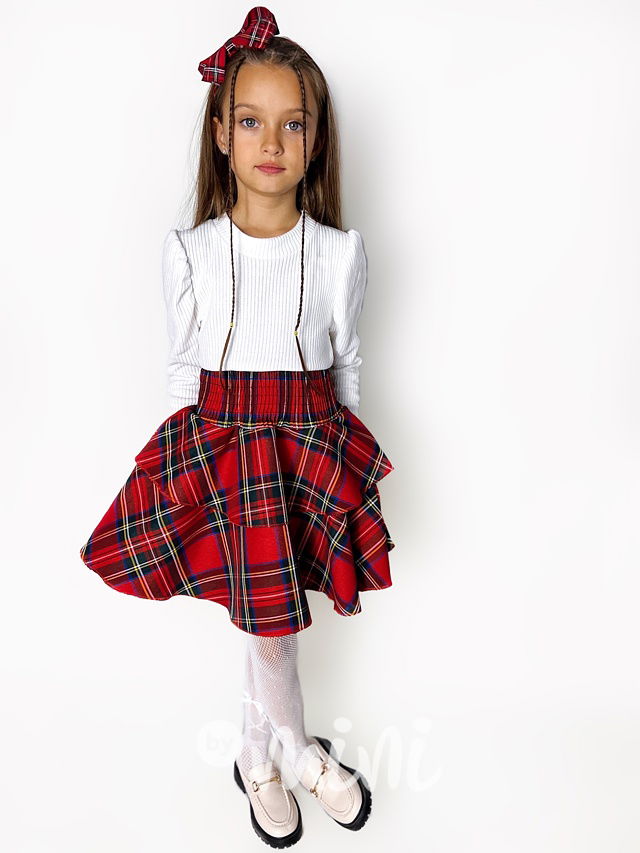 Šaty s vrstvenou karo sukní