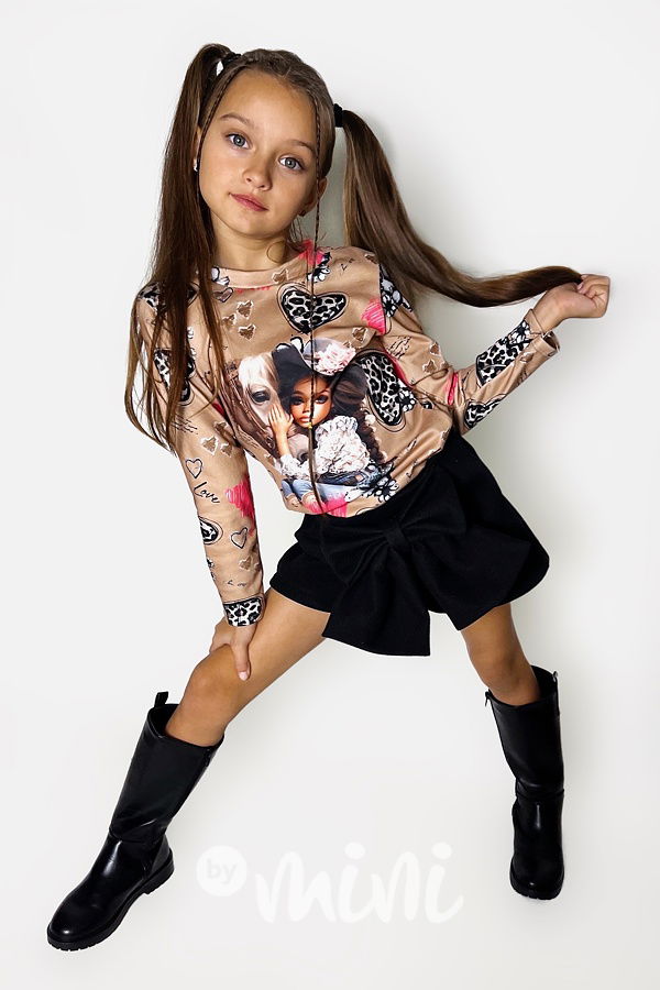 Zateplená blůzka Girl & Horse béžová