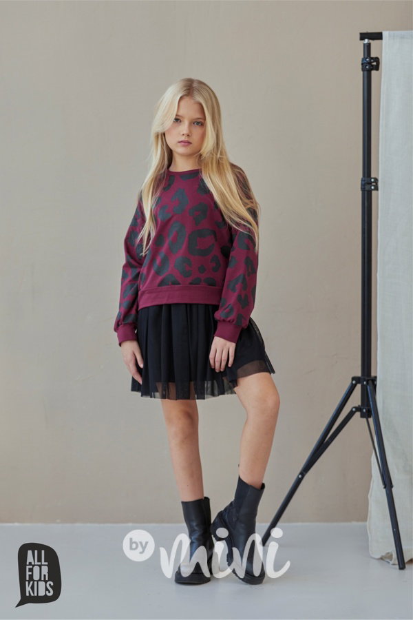 All for kids leopard mikina bordo