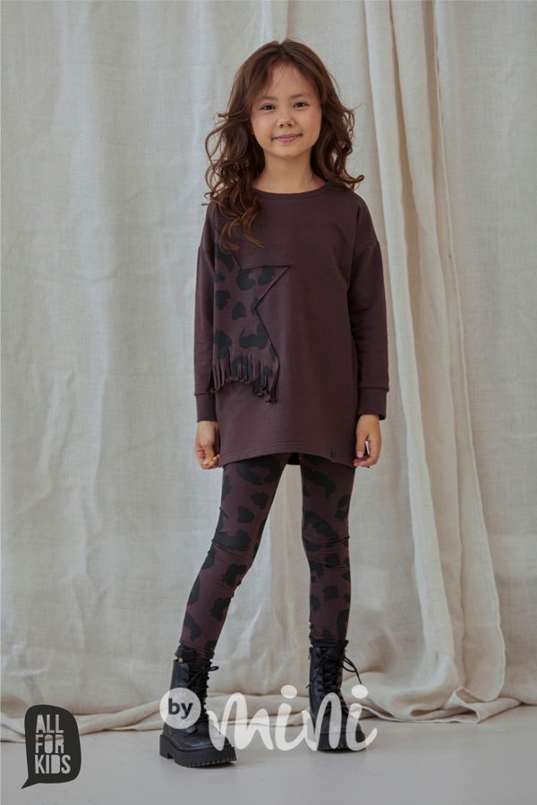 All for kids leopard legíny chocolate
