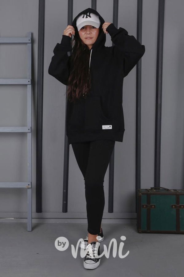 Zateplená oversize relaxed mikina černá