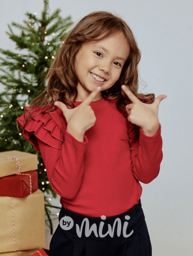 All for kids žebrovaná blůzka frill červená
