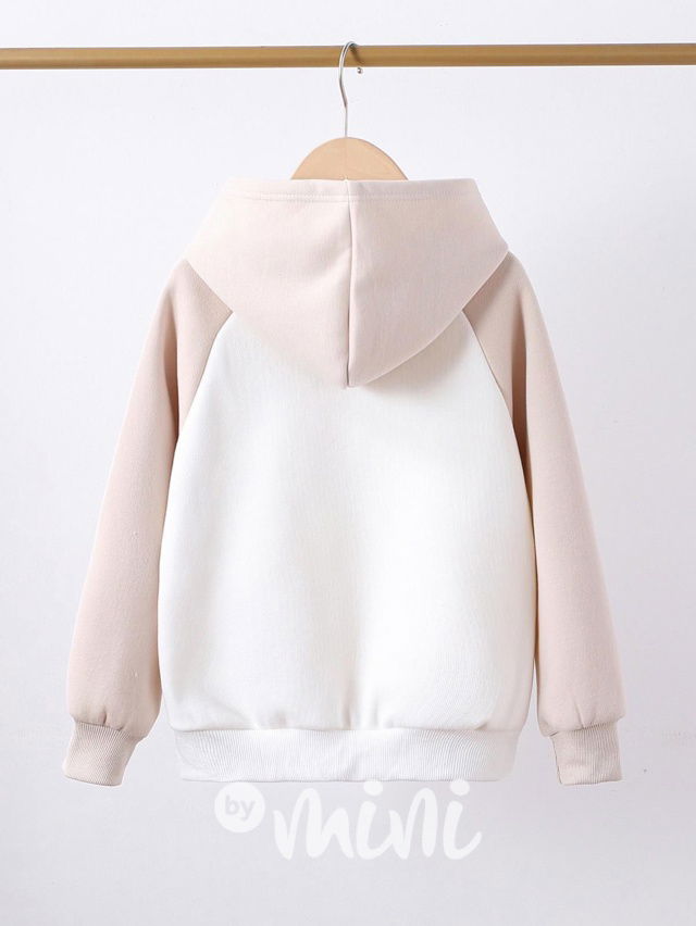 Zateplená mikina HELLO beige/white