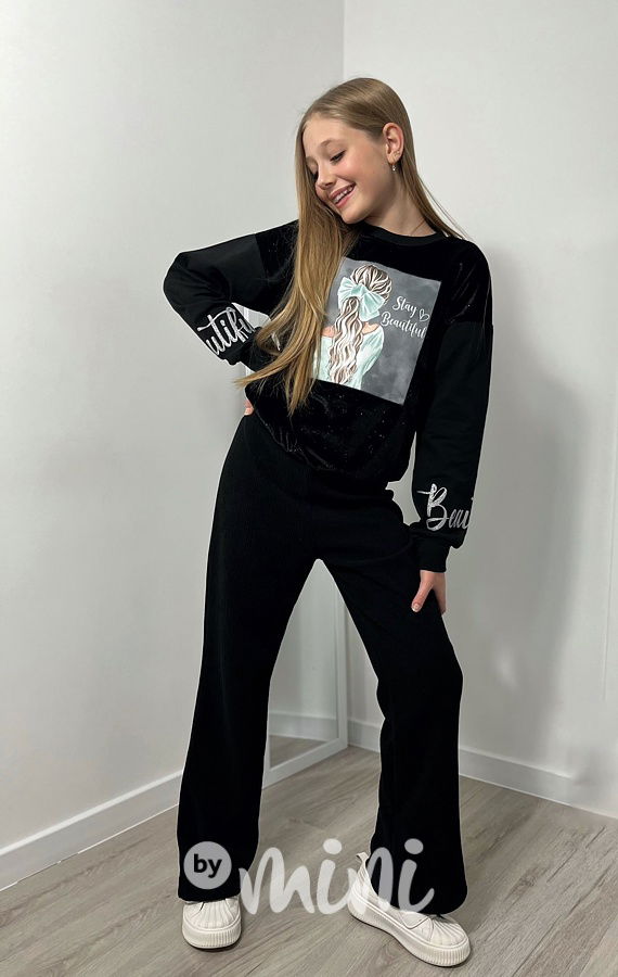 Teplé volné kalhoty černé