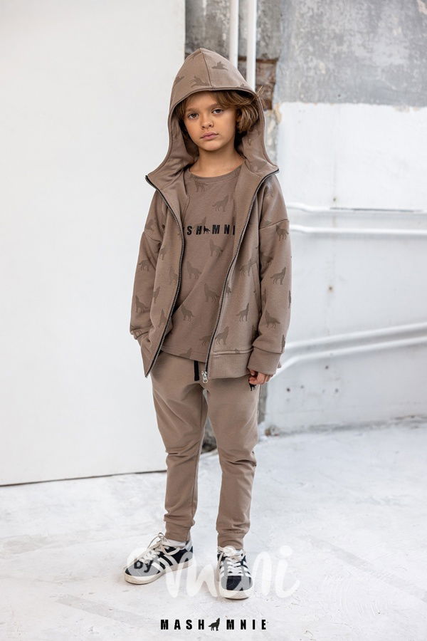 Mash Mnie long mikina na zip WOLF beige