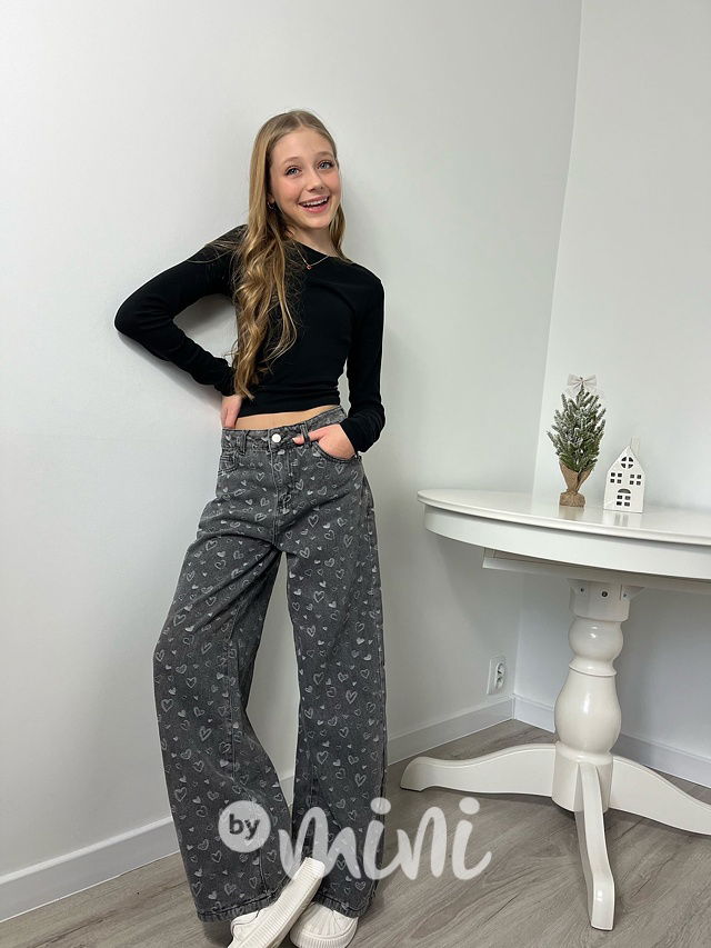 Široké HEART jeansy black