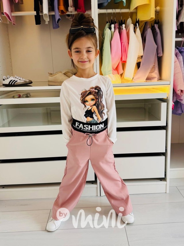 Fashion pudrové volné kalhoty