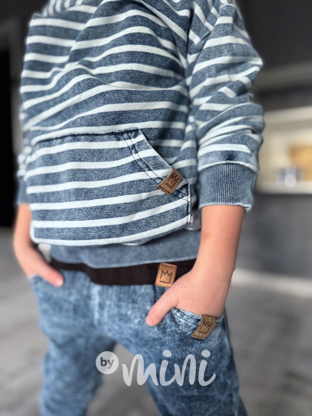 Pruhovaná denim look mikina