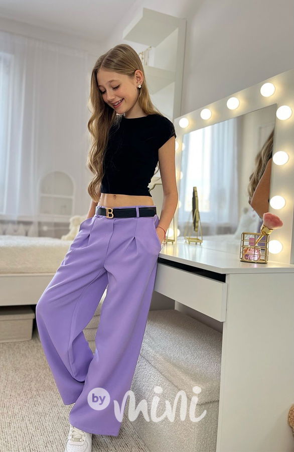 Široké kalhoty s páskem LILA