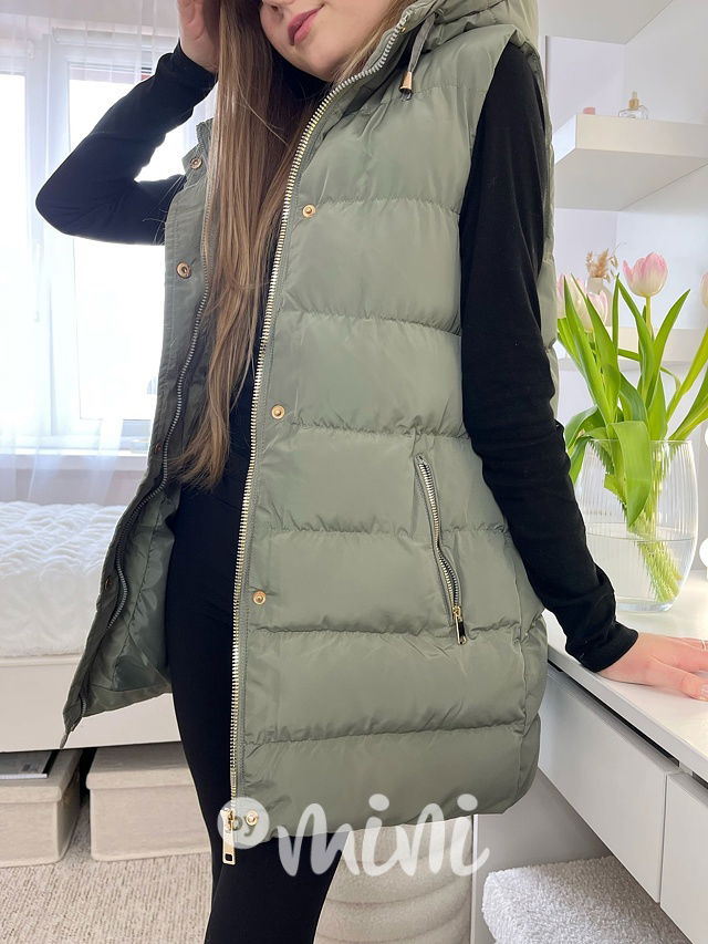 Jarní long vesta khaki