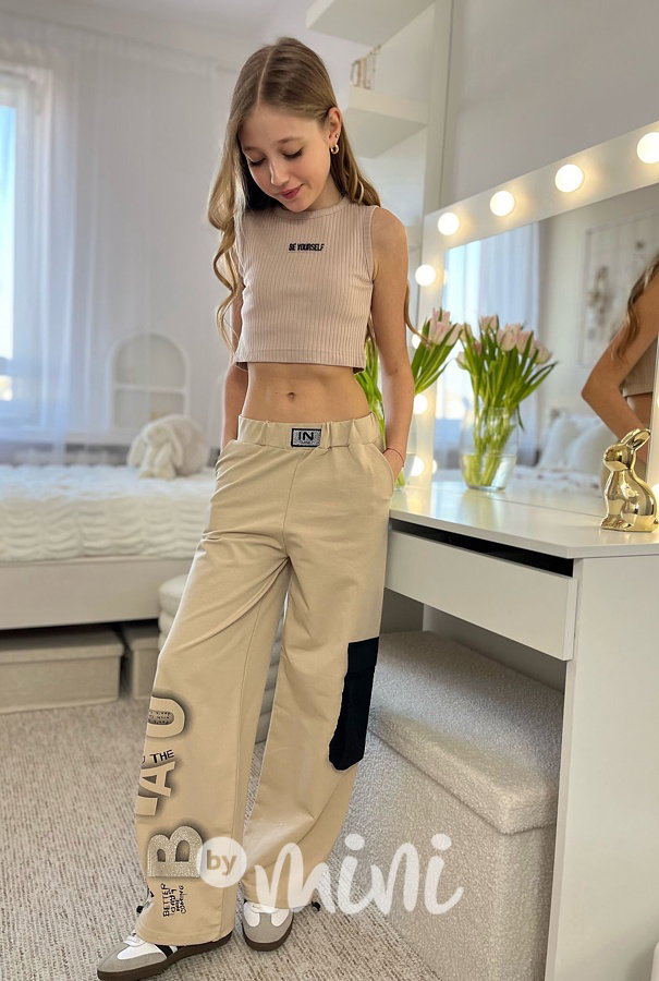 YOURSELF crop top béžový
