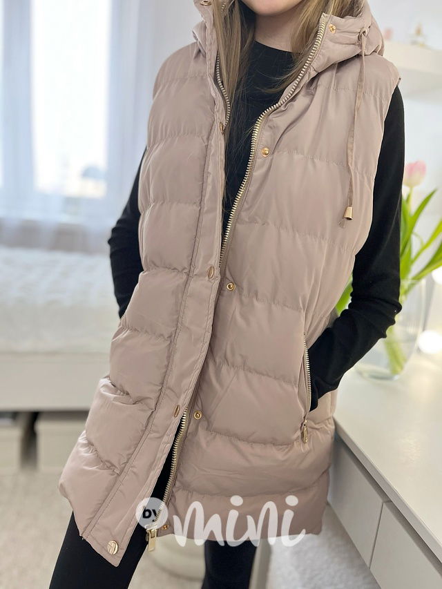 Jarní long vesta béžová