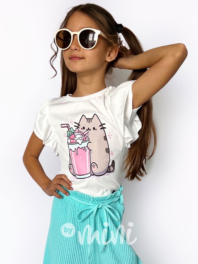 Pusheen milk shake blůzka s řasením